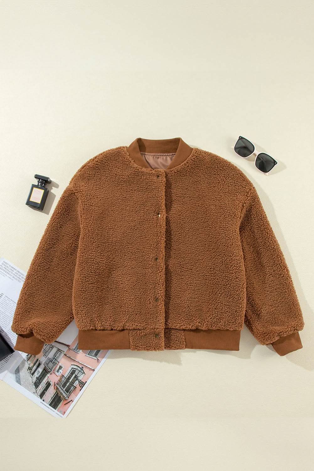 Redwood burl sherpa bomber jacket - Love Salve